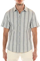 Original Paperbacks Perth Classic Fit Stripe Short Sleeve Cotton Button-Up Shirt Bluecream at Nordstrom,