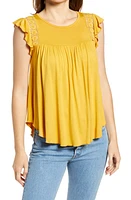 Loveappella Crochet Inset Flutter Top Sunflower at Nordstrom,