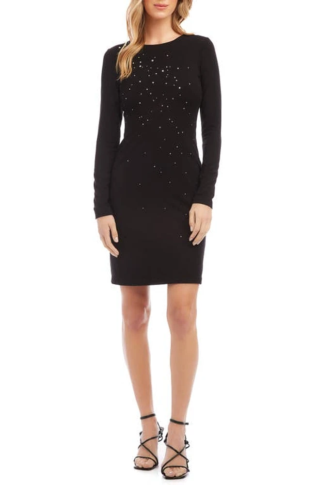 Karen Kane Sequin Long Sleeve Sheath Dress Black at Nordstrom,