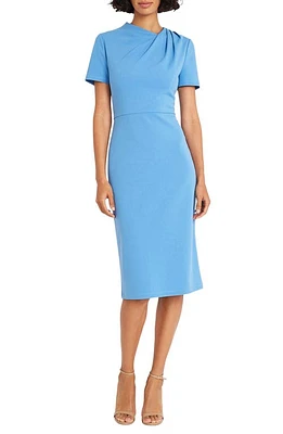 Maggy London Twist Neck Midi Sheath Dress in Blue Bonnet at Nordstrom, Size 12