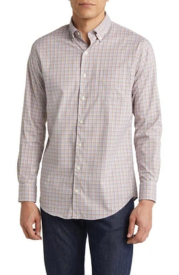 Peter Millar Market Crown Lite Check Button-Down Shirt in Twilight Blue at Nordstrom, Size Small