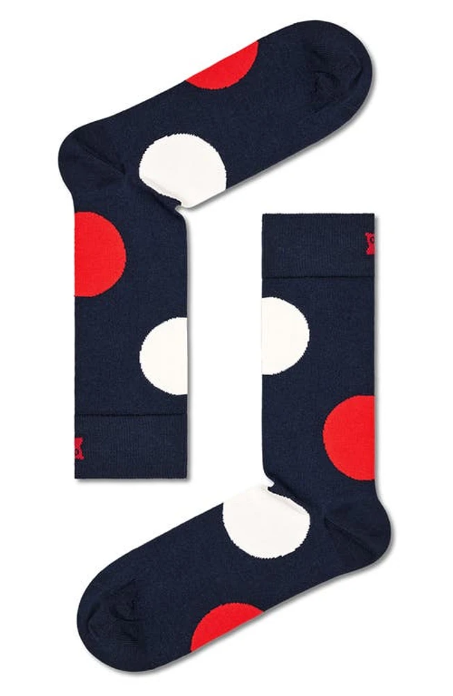 Happy Socks Jumbo Dot Crew Socks in Navy at Nordstrom