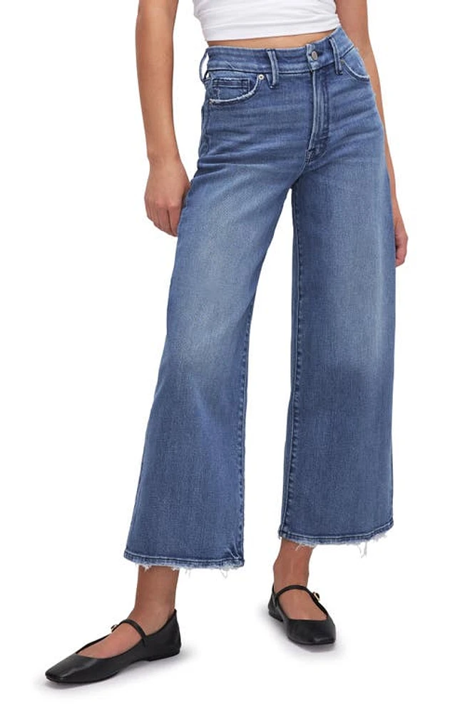 Good American Waist Crop Palazzo Jeans Indigo338 at