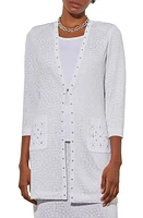 Ming Wang Stud Detail Metallic Jacquard Jacket White/Silver at Nordstrom,