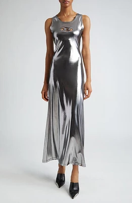 DIESEL Metallic Foil Jersey Tank Dress Deep/Black at Nordstrom,