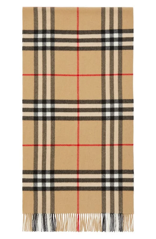 burberry Giant Check Washed Cashmere Scarf in Archive Beige at Nordstrom