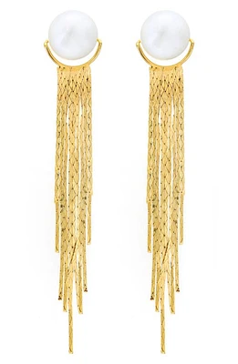 Panacea Genuine Freshwater Pearl Liquid Fringe Drop Earrings in White/Gold at Nordstrom