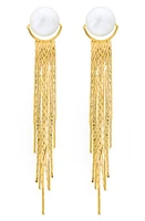 Panacea Genuine Freshwater Pearl Liquid Fringe Drop Earrings in White/Gold at Nordstrom