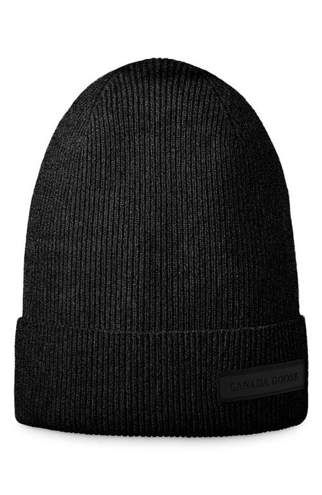 Canada Goose Lightweight Recycled Cashmere & Wool Beanie in Black Heather at Nordstrom