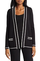 Anne Klein Malibu Tipped Cardigan Black/Anne White at Nordstrom