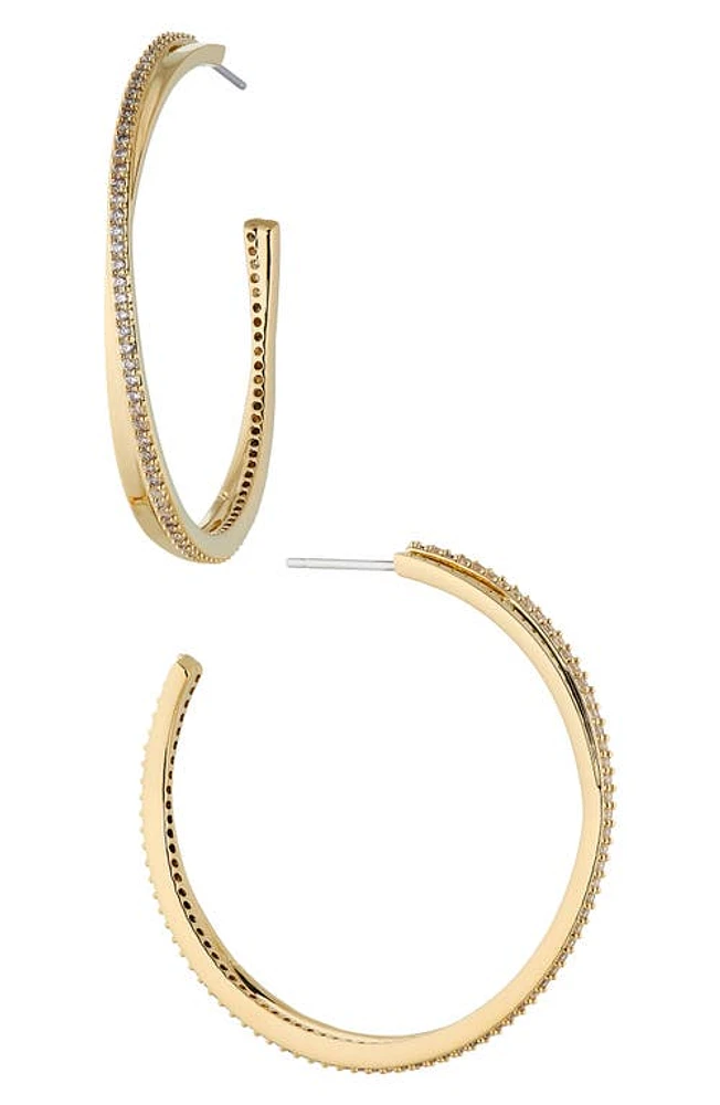 Nadri Disco Crossover Hoop Earrings in Gold at Nordstrom