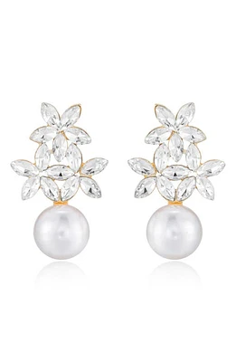 Ettika Floral Crystal & Imitation Pearl Earrings in Gold at Nordstrom