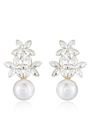 Ettika Floral Crystal & Imitation Pearl Earrings in Gold at Nordstrom