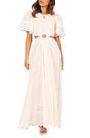 Petal & Pup Merletto Short Sleeve Cutout Eyelet Maxi Dress White at Nordstrom,