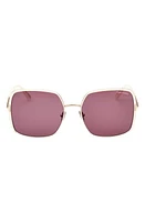 TOM FORD Raphaela 60mm Butterfly Sunglasses in Shiny Rose Gold/Violet at Nordstrom