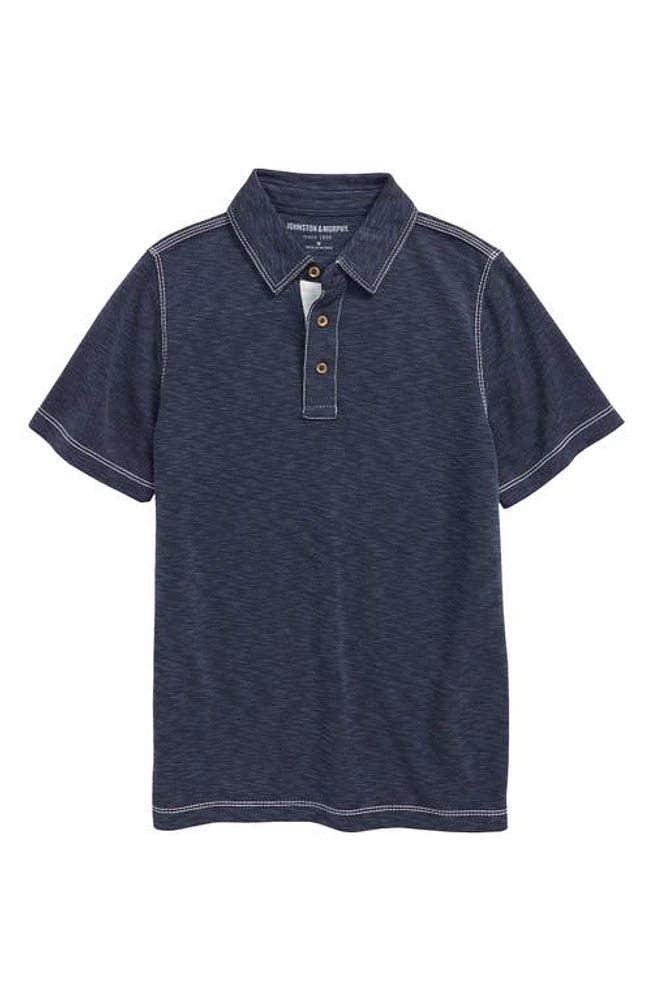 Johnston & Murphy Kids' Slub Polo Navy at