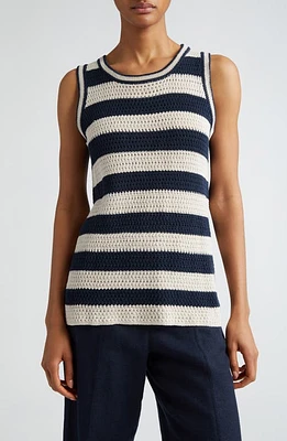 Max Mara Avio Stripe Sleeveless Sweater Powder at Nordstrom,