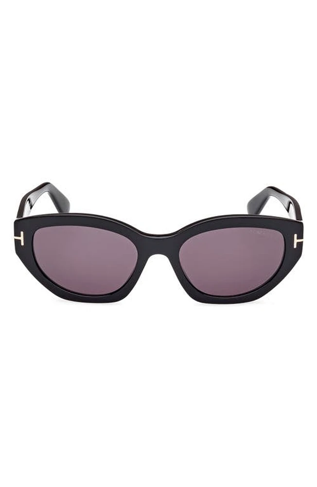 TOM FORD Penny 55mm Geometric Sunglasses in Shiny Black /Smoke at Nordstrom