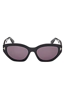 TOM FORD Penny 55mm Geometric Sunglasses in Shiny Black /Smoke at Nordstrom