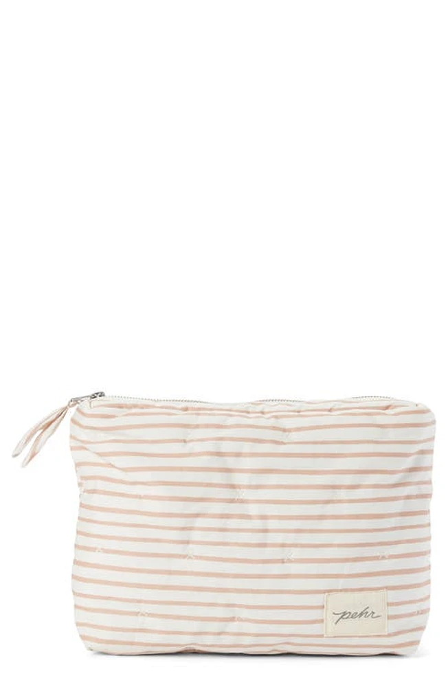 Pehr Water Resistant Coated Organic Cotton Pouch in Stripes Away Rose Pink at Nordstrom