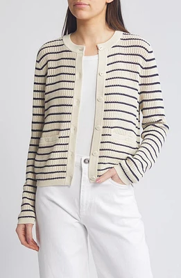 rag & bone Viola Stripe Cardigan Turtle Dove Multi at Nordstrom,