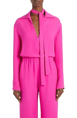 Valentino Garavani Tie Neck Silk Shirt Pink Pp/Pink Pp at Nordstrom, Us