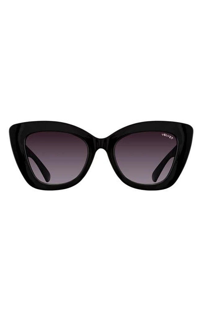 Velvet Eyewear Maya 57mm Gradient Cat Eye Sunglasses in Black at Nordstrom