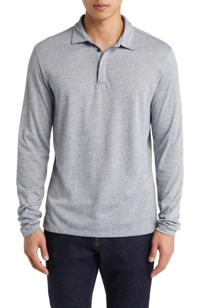 Robert Barakett Emery Long Sleeve Polo in Grey at Nordstrom, Size Large