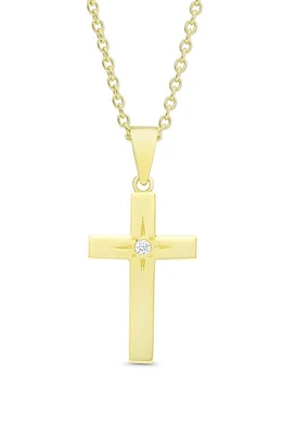 Lily Nily Kids' Cubic Zirconia Cross Pendant Necklace in Gold at Nordstrom