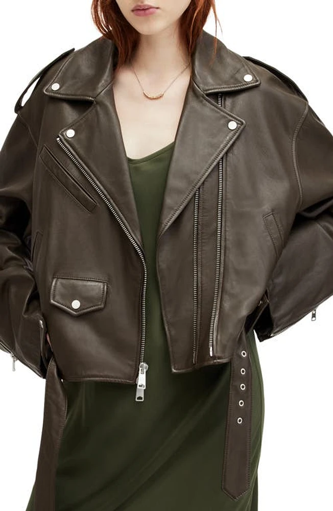 AllSaints Dayle Leather Biker Jacket at Nordstrom,