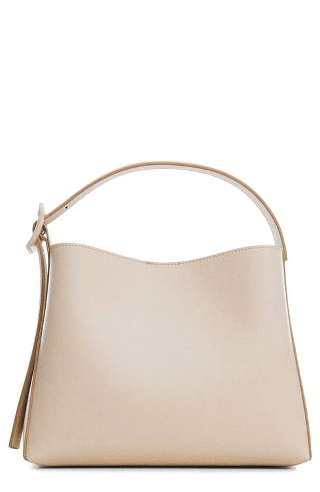 MANGO Faux Leather Shopper in Off White at Nordstrom