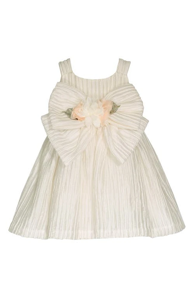 Iris & Ivy Kids' Bow Plissé Dress Ivory at Nordstrom,