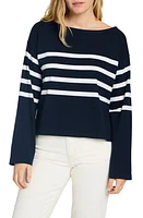 Faherty Rugby Stripe Organic Cotton Boat Neck T-Shirt at Nordstrom,