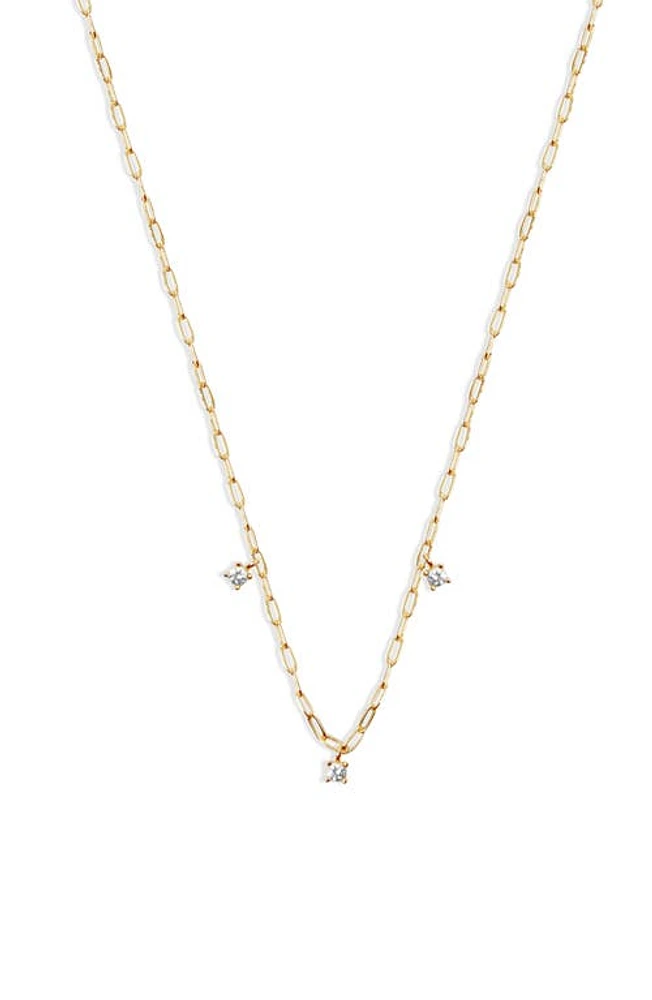 Argento Vivo Sterling Silver Cubic Zirconia Station Necklace in Gold at Nordstrom