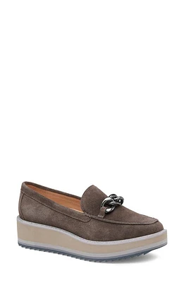 Johnston & Murphy Gracelyn Chain Platform Suede Loafer Dark Gray at Nordstrom,