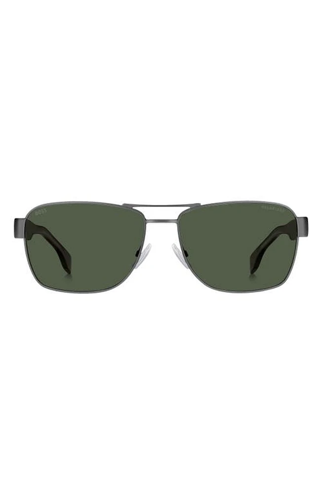 BOSS 60mm Polarized Rectangular Sunglasses in Havana/Dark Ruthenium at Nordstrom