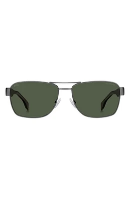 BOSS 60mm Polarized Rectangular Sunglasses in Havana/Dark Ruthenium at Nordstrom