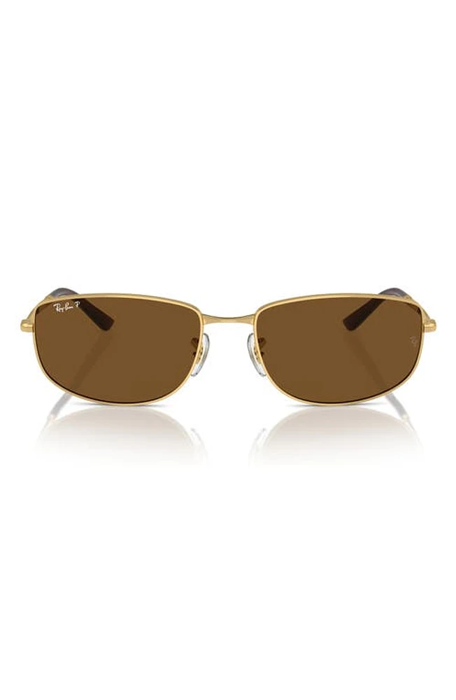 Ray-Ban 59mm Polarized Oval Sunglasses in Gold Brown at Nordstrom