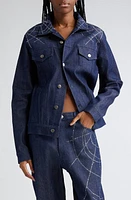 HOUSE OF AAMA Anansi Web Detail Denim Jacket Blue at Nordstrom,