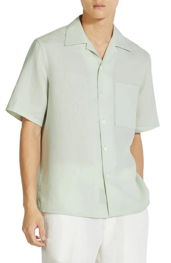 ZEGNA Oasi Linen Camp Shirt Linfa at Nordstrom,