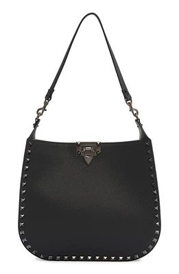 Valentino Garavani Rockstud Leather Hobo Bag in 0No Nero at Nordstrom