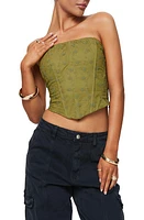 Princess Polly Field Daisies Embroidered Corset Top Green at Nordstrom,