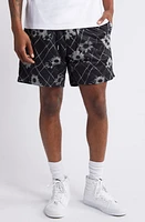 PacSun Aaron Floral Mesh Drawstring Shorts Black at Nordstrom,