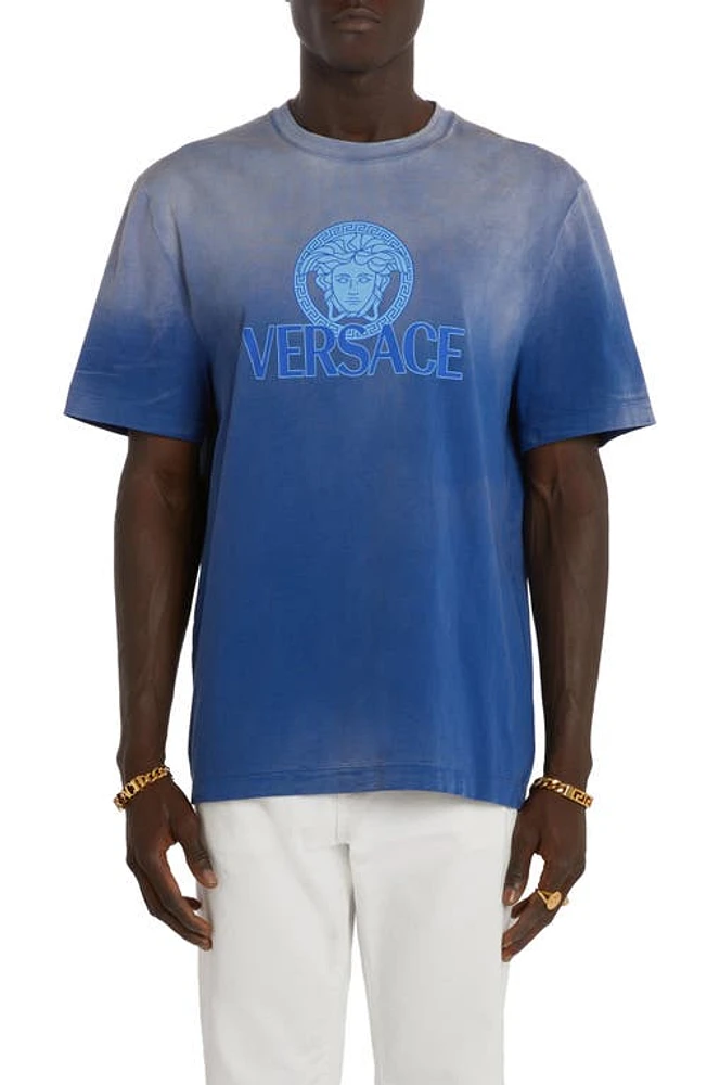 Versace Medusa Ombré Cotton Jersey Graphic T-Shirt in Royal Blue at Nordstrom, Size Small