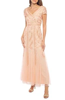 Marina Beaded Cap Sleeve Tulle Gown at Nordstrom,