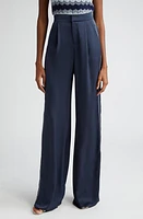 Ramy Brook Lara Side Stripe Satin Pants Navy at Nordstrom,