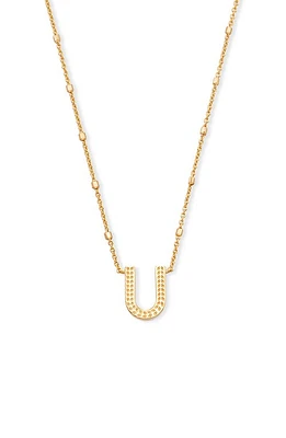 Kendra Scott Initial Pendant Necklace in Gold Metal-U at Nordstrom