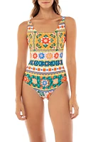 Agua Bendita Koraline Tile Reversible One-Piece Swimsuit Yellow Multicolor at Nordstrom,