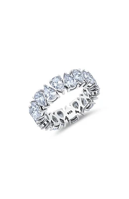 Crislu Pear Cut Cubic Zirconia Eternity Ring in Silver at Nordstrom, Size 7