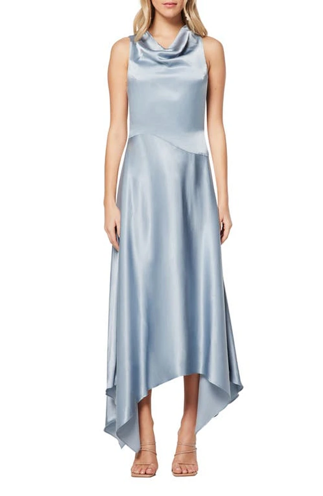 Elliatt Halle Handkerchief Hem Satin Gown in Stoneblue at Nordstrom, Size Large